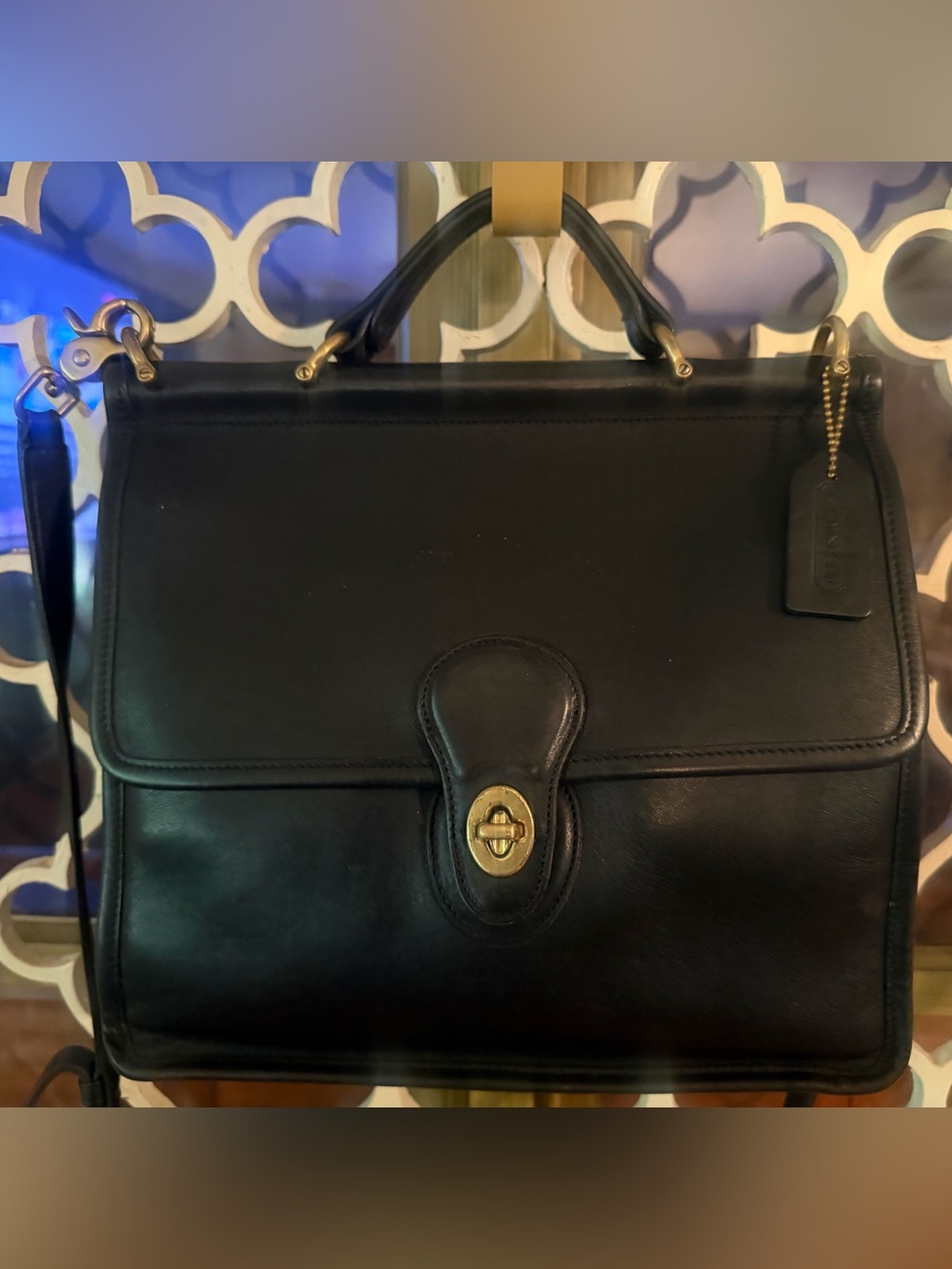 (EUC) VINTAGE COACH WILLIS HAND/CROSS BODY ITALIAN MADE BLACK EXCEPTIONAL COND